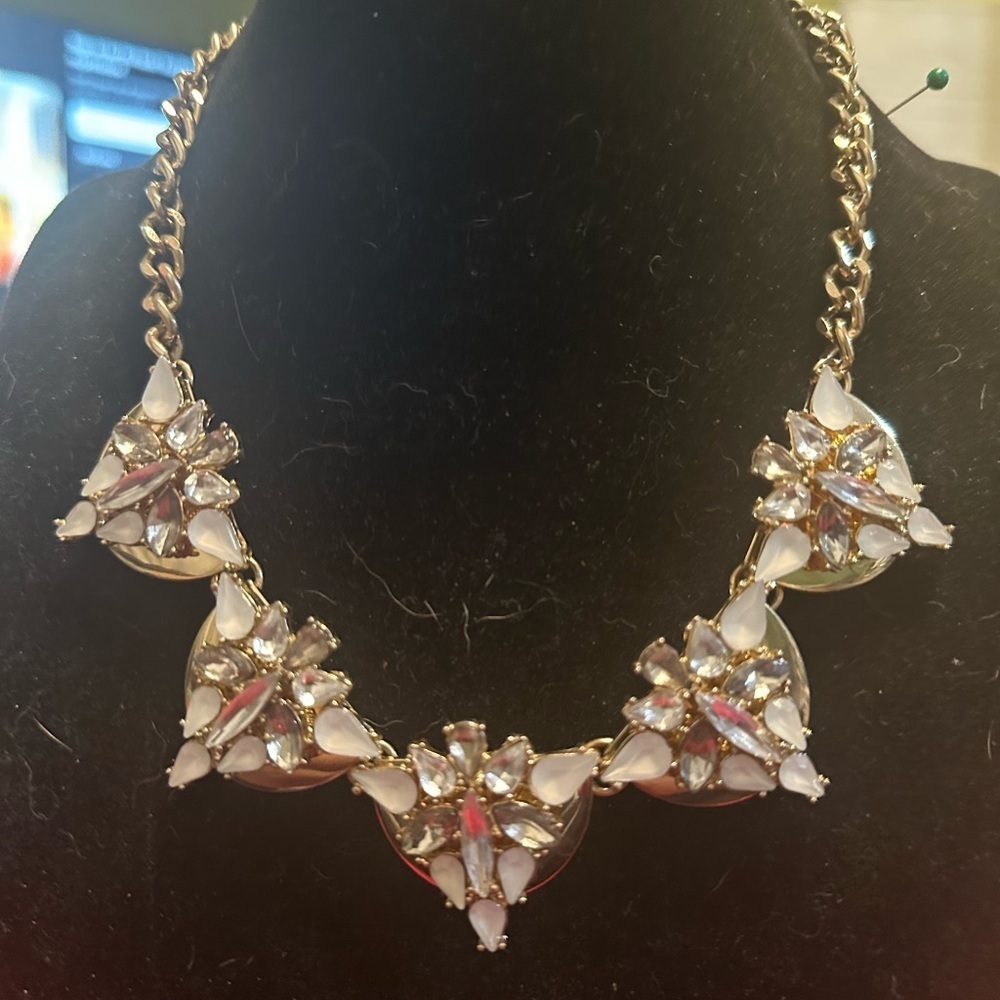 BaubleBar Gold Crystal Cluster Statement Necklace Adjustable